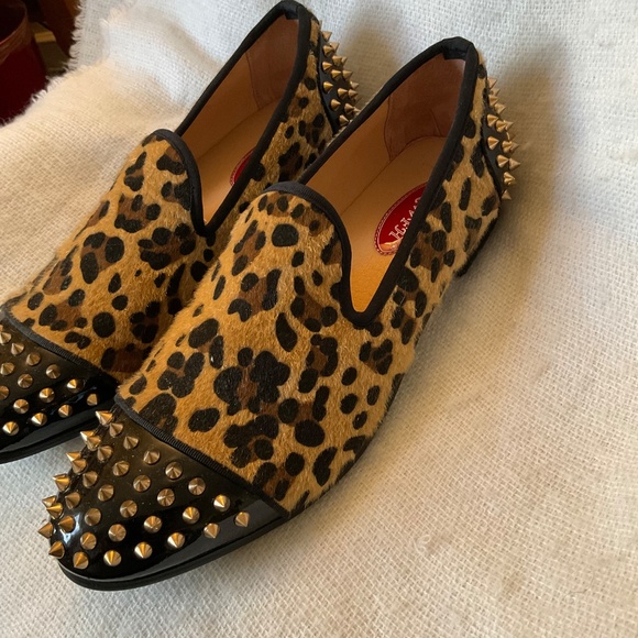 XQWFH Men's Leopard Print Slip On Dress Shoes Loafers Spiked Size 10.5 Unique! - Picture 3 of 14